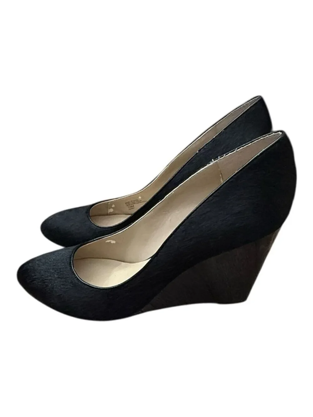 INC International Concepts Women’s Size 10M Black Pony Hair Wedge Heels